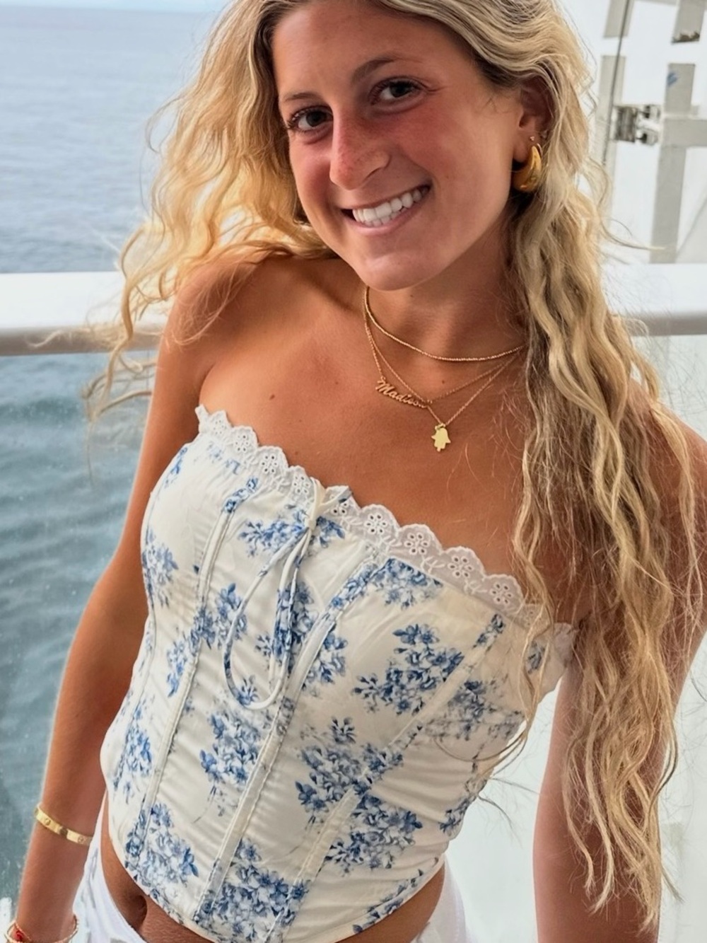 Cotton Candy White Lace-Trim Strapless Top